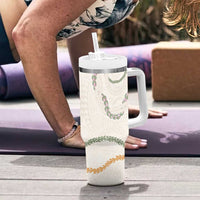 Aloha Lei Mikioi Tumbler With Handle Beige Polynesian Tribal Tatau Pattern LT9 - Polynesian Pride