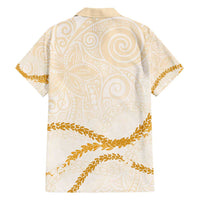 Aloha Lei Mikioi Family Matching Long Sleeve Bodycon Dress and Hawaiian Shirt Gold Polynesian Tribal Tatau Pattern LT9 - Polynesian Pride