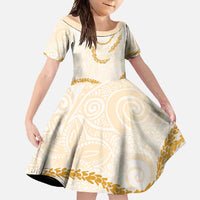 Aloha Lei Mikioi Family Matching Tank Maxi Dress and Hawaiian Shirt Gold Polynesian Tribal Tatau Pattern