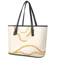 Aloha Lei Mikioi Leather Tote Bag Gold Polynesian Tribal Tatau Pattern LT9 - Polynesian Pride