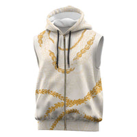 Aloha Lei Mikioi Sleeveless Zip Hoodie Gold Polynesian Tribal Tatau Pattern - Polynesian Pride