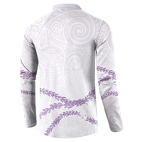 Aloha Lei Mikioi Button Sweatshirt Purple Polynesian Tribal Tatau Pattern LT9 - Polynesian Pride