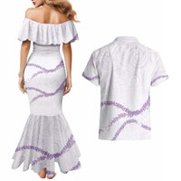 Aloha Lei Mikioi Couples Matching Mermaid Dress and Hawaiian Shirt Purple Polynesian Tribal Tatau Pattern LT9 - Polynesian Pride
