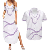Aloha Lei Mikioi Couples Matching Summer Maxi Dress and Hawaiian Shirt Purple Polynesian Tribal Tatau Pattern LT9 Purple - Polynesian Pride