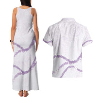 Aloha Lei Mikioi Couples Matching Tank Maxi Dress and Hawaiian Shirt Purple Polynesian Tribal Tatau Pattern LT9 - Polynesian Pride