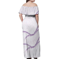Aloha Lei Mikioi Family Matching Off Shoulder Maxi Dress and Hawaiian Shirt Purple Polynesian Tribal Tatau Pattern