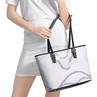 Aloha Lei Mikioi Leather Tote Bag Purple Polynesian Tribal Tatau Pattern LT9 - Polynesian Pride