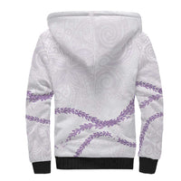 Aloha Lei Mikioi Sherpa Hoodie Purple Polynesian Tribal Tatau Pattern