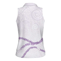 Aloha Lei Mikioi Women Sleeveless Polo Shirt Purple Polynesian Tribal Tatau Pattern LT9 - Polynesian Pride