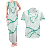 Aloha Lei Mikioi Couples Matching Tank Maxi Dress and Hawaiian Shirt Sage Green Polynesian Tribal Tatau Pattern LT9 Green - Polynesian Pride