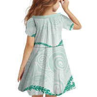 Aloha Lei Mikioi Family Matching Long Sleeve Bodycon Dress and Hawaiian Shirt Sage Green Polynesian Tribal Tatau Pattern LT9 - Polynesian Pride