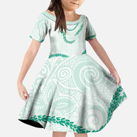 Aloha Lei Mikioi Family Matching Puletasi and Hawaiian Shirt Sage Green Polynesian Tribal Tatau Pattern