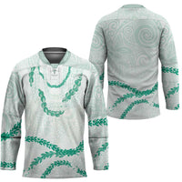 Aloha Lei Mikioi Hockey Jersey Sage Green Polynesian Tribal Tatau Pattern - Polynesian Pride