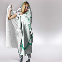 Aloha Lei Mikioi Hooded Blanket Sage Green Polynesian Tribal Tatau Pattern