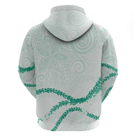 Aloha Lei Mikioi Hoodie Sage Green Polynesian Tribal Tatau Pattern