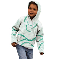 Aloha Lei Mikioi Kid Hoodie Sage Green Polynesian Tribal Tatau Pattern