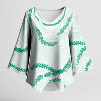 Aloha Lei Mikioi Kimono Sleeve Blouse Sage Green Polynesian Tribal Tatau Pattern - Polynesian Pride