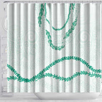 Aloha Lei Mikioi Shower Curtain Sage Green Polynesian Tribal Tatau Pattern