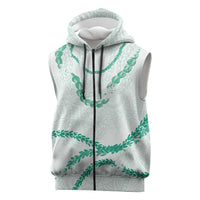 Aloha Lei Mikioi Sleeveless Zip Hoodie Sage Green Polynesian Tribal Tatau Pattern LT9