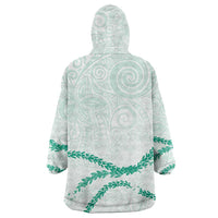 Aloha Lei Mikioi Wearable Blanket Hoodie Sage Green Polynesian Tribal Tatau Pattern