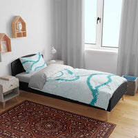 Aloha Lei Mikioi Bedding Set Teal Polynesian Tribal Tatau Pattern
