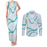 Aloha Lei Mikioi Couples Matching Tank Maxi Dress and Long Sleeve Button Shirt Teal Polynesian Tribal Tatau Pattern LT9 Teal - Polynesian Pride