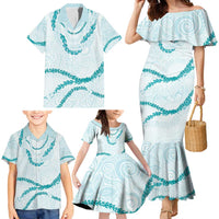Aloha Lei Mikioi Family Matching Mermaid Dress and Hawaiian Shirt Teal Polynesian Tribal Tatau Pattern LT9 - Polynesian Pride