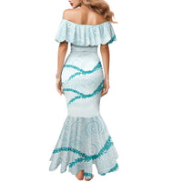Aloha Lei Mikioi Family Matching Mermaid Dress and Hawaiian Shirt Teal Polynesian Tribal Tatau Pattern LT9 - Polynesian Pride
