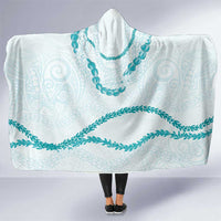Aloha Lei Mikioi Hooded Blanket Teal Polynesian Tribal Tatau Pattern