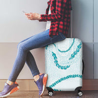 Aloha Lei Mikioi Luggage Cover Teal Polynesian Tribal Tatau Pattern