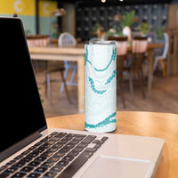 Aloha Lei Mikioi Skinny Tumbler Teal Polynesian Tribal Tatau Pattern
