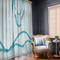 Aloha Lei Mikioi Window Curtain Teal Polynesian Tribal Tatau Pattern
