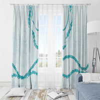 Aloha Lei Mikioi Window Curtain Teal Polynesian Tribal Tatau Pattern