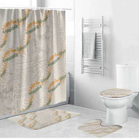 Aloha Pakalana and Puakenikeni Lei Bathroom Set Beige Hawaiian Pattern - Polynesian Pride