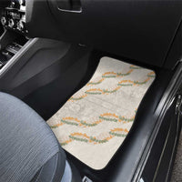 Aloha Pakalana and Puakenikeni Lei Car Mats Beige Hawaiian Pattern