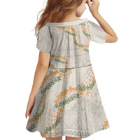 Aloha Pakalana and Puakenikeni Lei Family Matching Mermaid Dress and Hawaiian Shirt Beige Hawaiian Pattern LT9 - Polynesian Pride