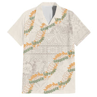 Aloha Pakalana and Puakenikeni Lei Family Matching Short Sleeve Bodycon Dress and Hawaiian Shirt Beige Hawaiian Pattern LT9 Dad's Shirt - Short Sleeve Beige - Polynesian Pride