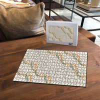 Aloha Pakalana and Puakenikeni Lei Puzzle Beige Hawaiian Pattern - Polynesian Pride