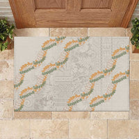 Aloha Pakalana and Puakenikeni Lei Rubber Doormat Beige Hawaiian Pattern