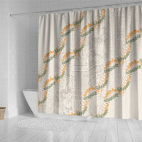 Aloha Pakalana and Puakenikeni Lei Shower Curtain Beige Hawaiian Pattern