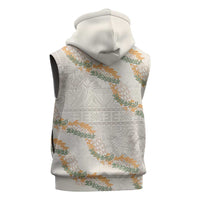 Aloha Pakalana and Puakenikeni Lei Sleeveless Zip Hoodie Beige Hawaiian Pattern LT9