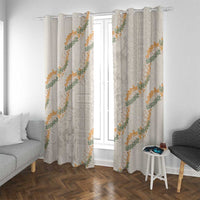 Aloha Pakalana and Puakenikeni Lei Window Curtain Beige Hawaiian Pattern