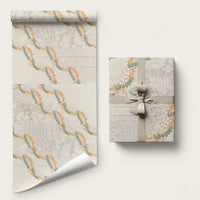 Aloha Pakalana and Puakenikeni Lei Wrapping Paper Beige Hawaiian Pattern - Polynesian Pride