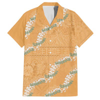 Aloha Pakalana and Puakenikeni Lei Family Matching Off Shoulder Maxi Dress and Hawaiian Shirt Gold Hawaiian Pattern