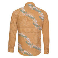 Aloha Pakalana and Puakenikeni Lei Family Matching Off Shoulder Short Dress and Hawaiian Shirt Gold Hawaiian Pattern LT9 - Polynesian Pride