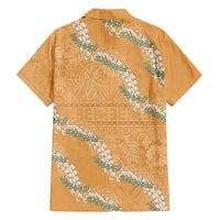 Aloha Pakalana and Puakenikeni Lei Family Matching Tank Maxi Dress and Hawaiian Shirt Gold Hawaiian Pattern