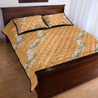 Aloha Pakalana and Puakenikeni Lei Quilt Bed Set Gold Hawaiian Pattern