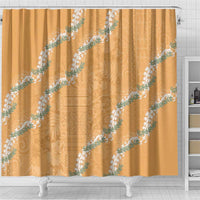 Aloha Pakalana and Puakenikeni Lei Shower Curtain Gold Hawaiian Pattern