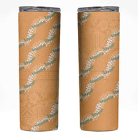 Aloha Pakalana and Puakenikeni Lei Skinny Tumbler Gold Hawaiian Pattern