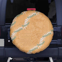 Aloha Pakalana and Puakenikeni Lei Spare Tire Cover Gold Hawaiian Pattern